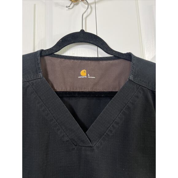 Carhartt Scrub Top Mens LARGE Black V-Neck Utility Medical Front Chest Pocket - Picture 5 of 8